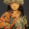 Gobelinbild-Tibetan-Child-Blaugrau