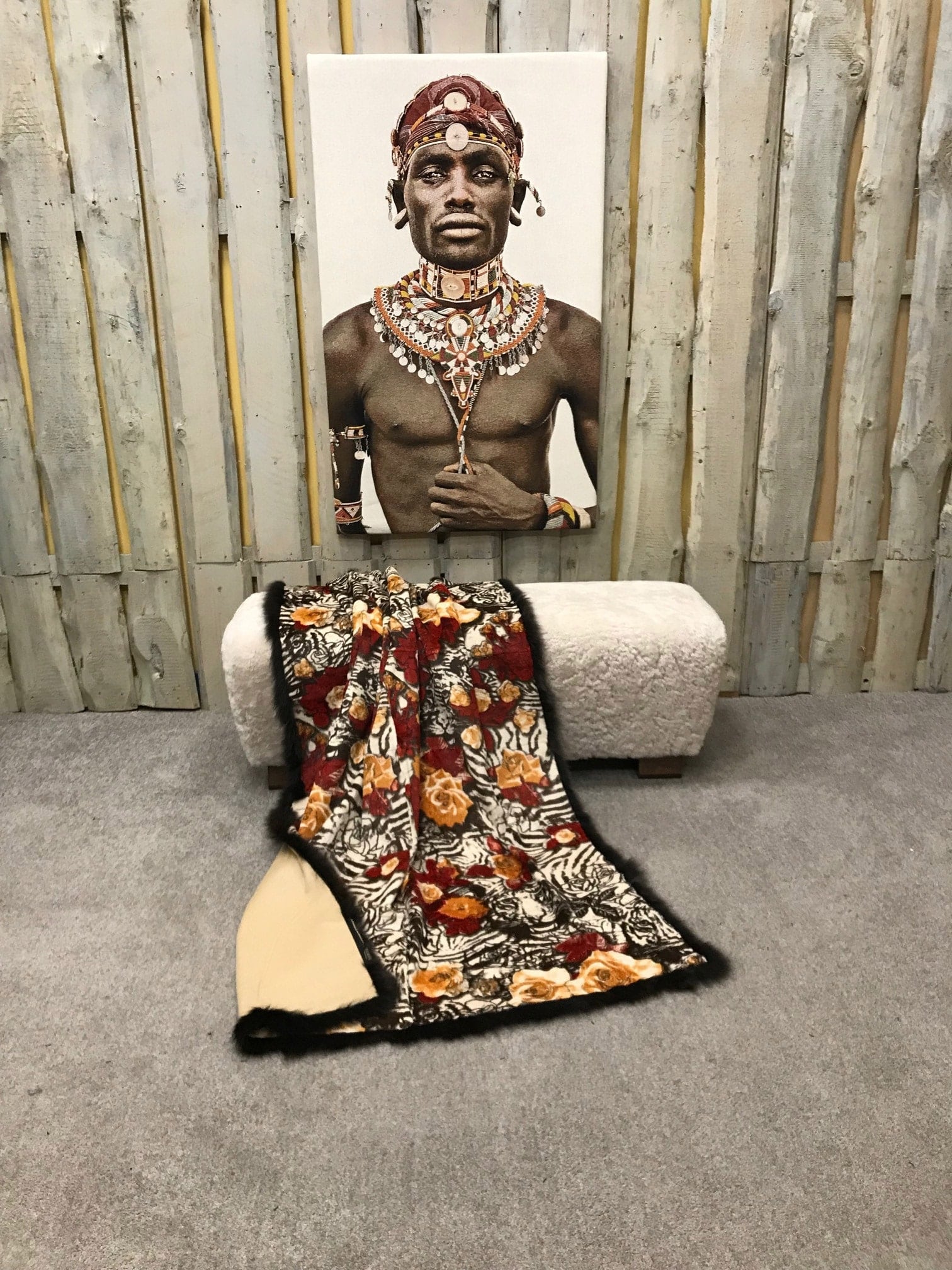 Samtkanin Decke Rosen mit Fuchskante 1 Samtkanin Decke Rosen mit Fuchskante