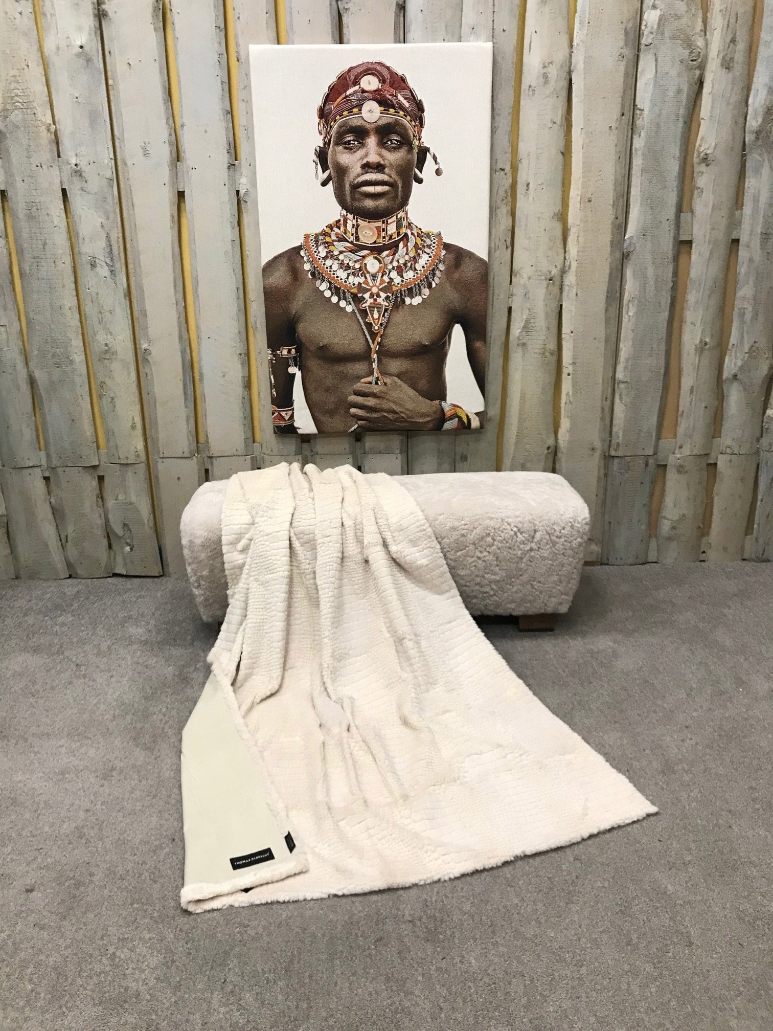 Krokokanin Decke ecru