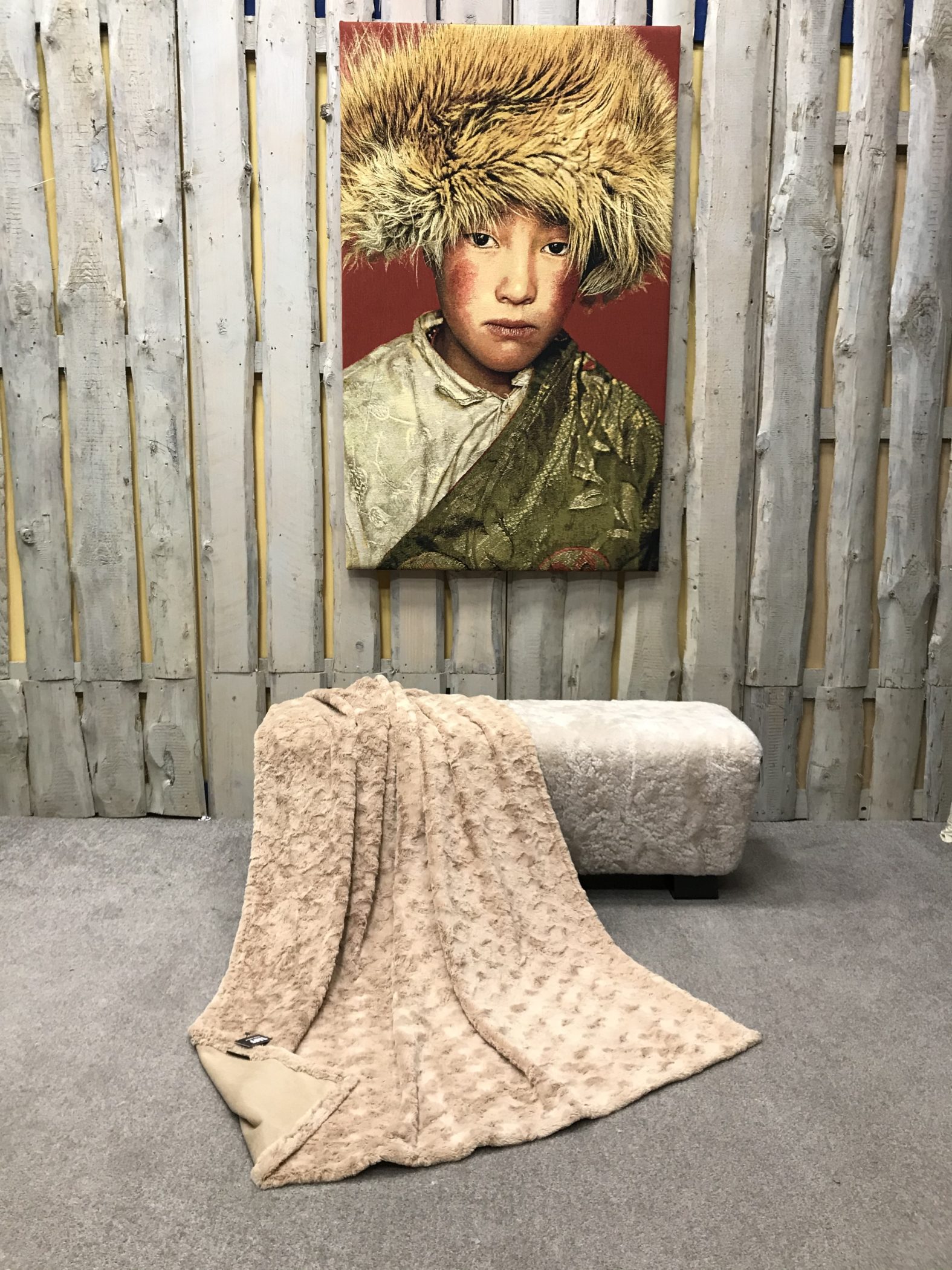 Webpelzdecke "Waffelmuster beige" 1 Webpelzdecke "Waffelmuster beige"