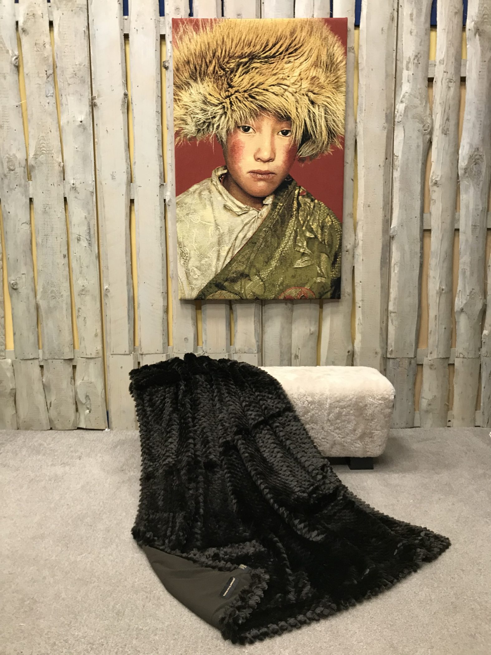 Webpelzdecke "Waffelmuster schwarz"