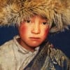 Gobelinbild Tibetan Boy – Blue handgefertigt in Deutschland